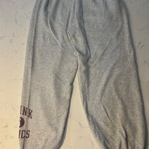 PINK Victoria's Secret Gray Joggers with Maroon Logo